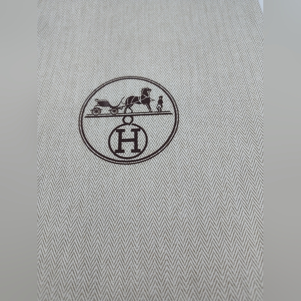 Authentic Hermès Herringbone Drawstring Dust Bag Shoe Bag Storage 17x10 - Picture 3 of 4